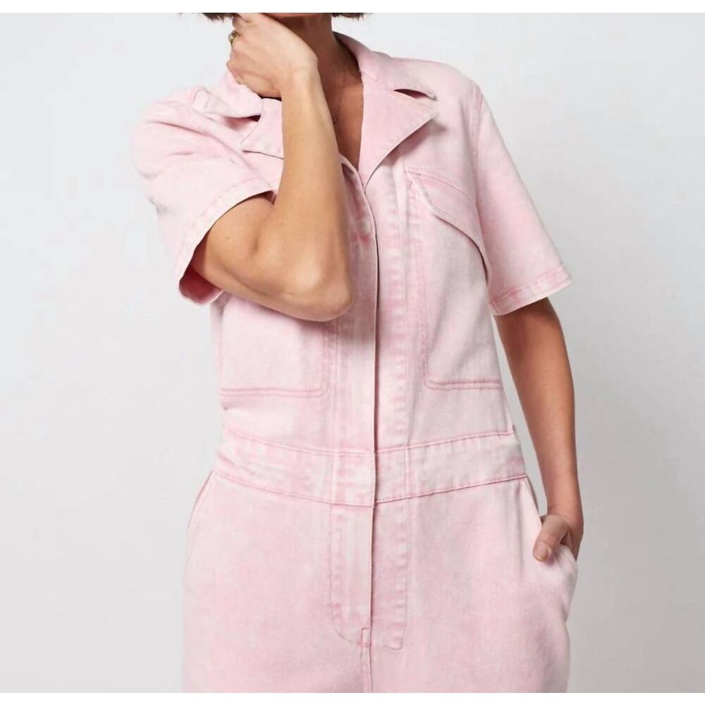 Faherty Blythe Cotton Pink Jumpsuit Coveralls Women's Size Medium - Picture 10 of 10